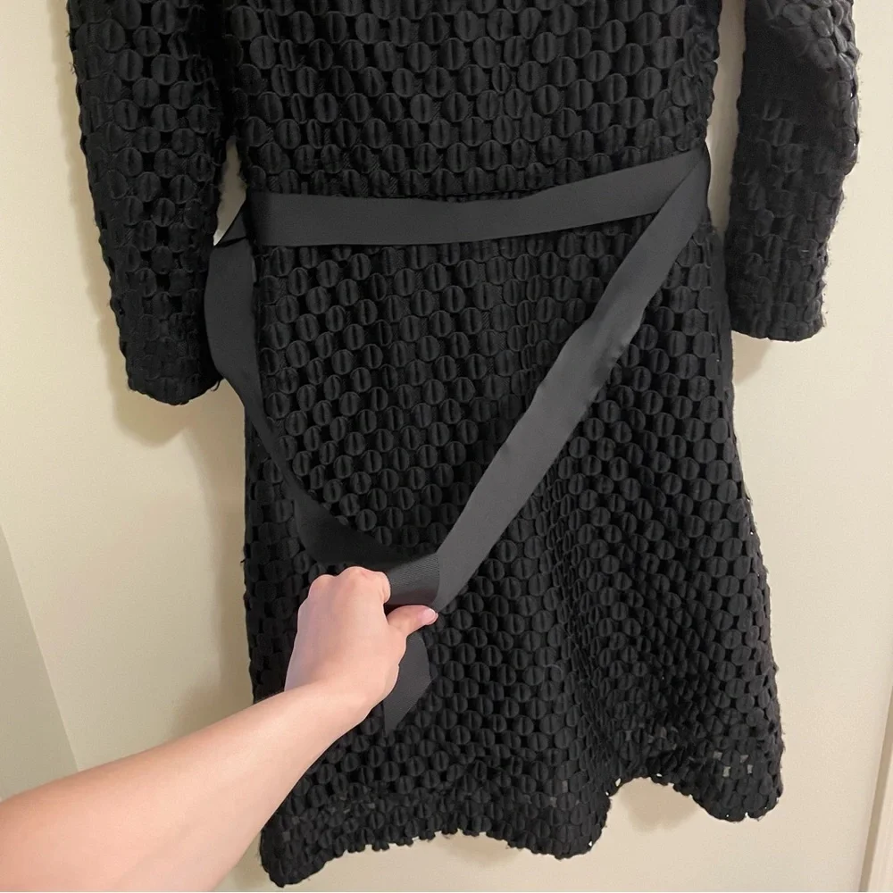 Byron Lars Beauty Mark Rare Textured A-Line Statement Coat with Waist Belt Sz 6
